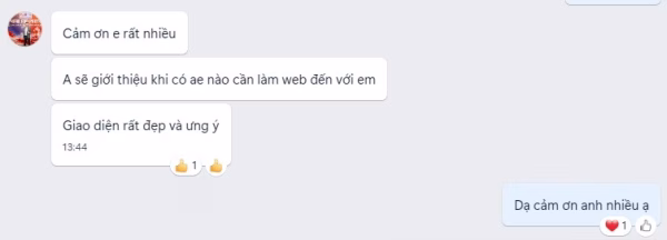 Đánh giá của Mr. Hùng qua Zalo sau khi dùng nhận website BĐS được thiết kế bởi Skillamy