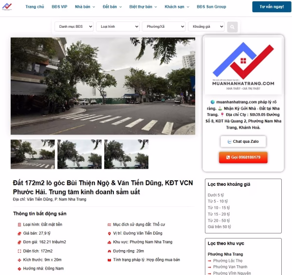 Trang chi tiết sản phẩm đất bán
