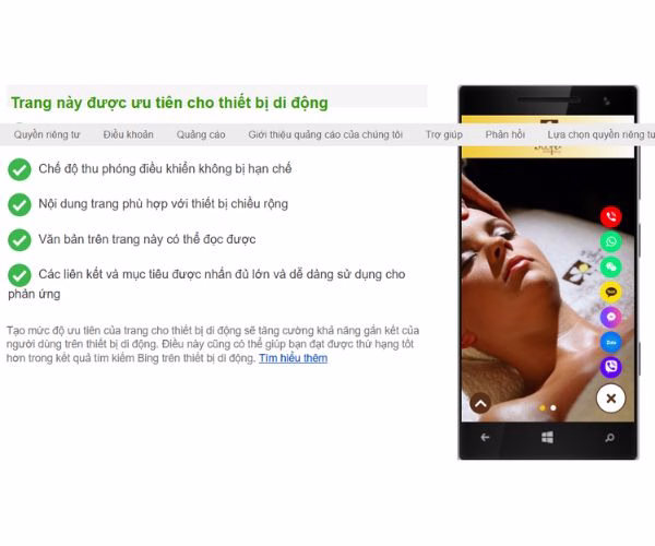 Bing Mobile Friendliness - Công cụ kiểm tra tính tương thích của website trên thiết bị di động