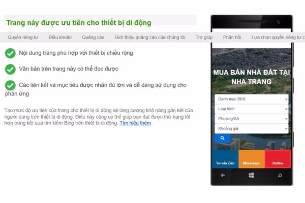 Bing Mobile Friendliness - Công cụ kiểm tra tính tương thích của website trên thiết bị di động