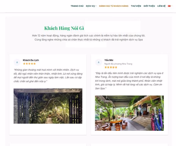 trang riêng dành cho đánh giá khách hàng